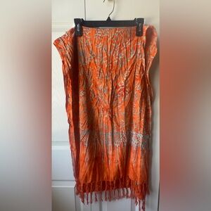 Pacific Soul Orange and Light Blue Patterned Scarf